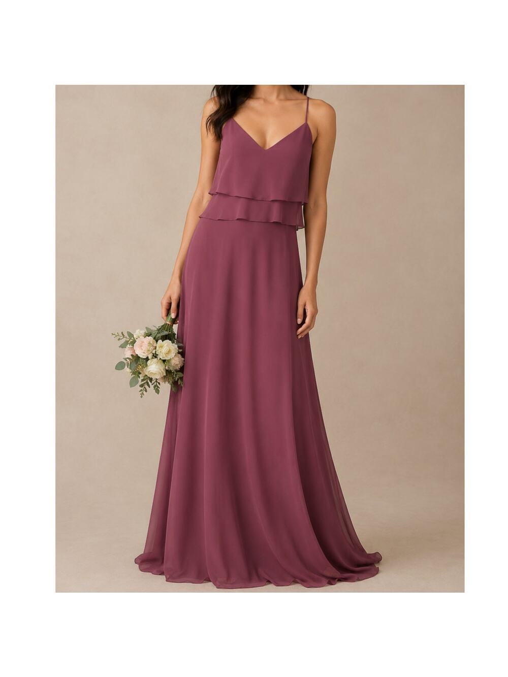 Jenny Yoo Collection Como Hibiscus Luxe Chiffon Dress Size 10 NWT
